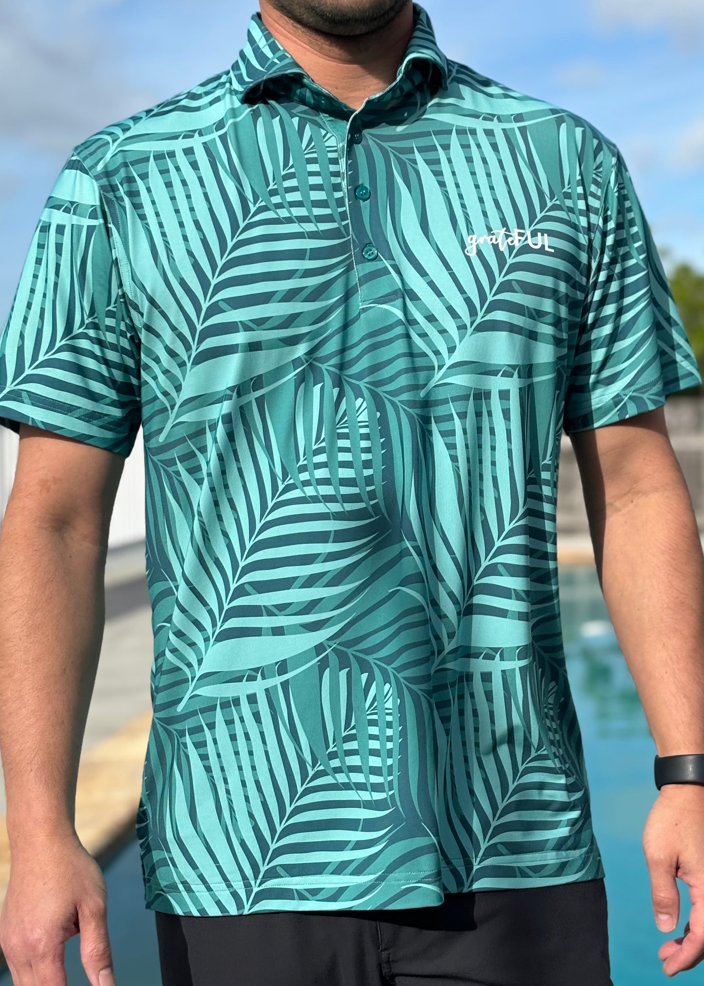 Men's Green Palm Polo