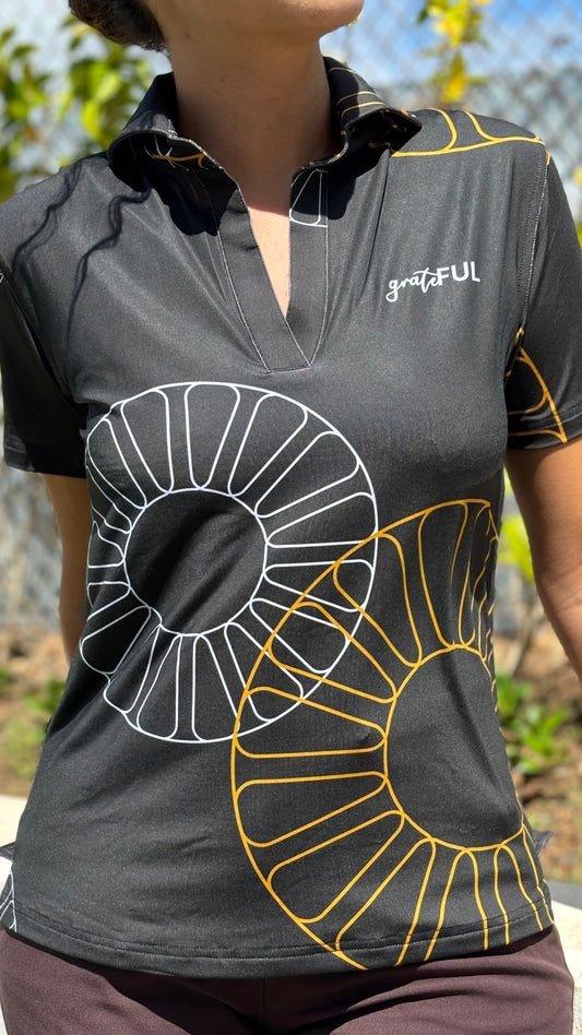 Women's Black Pineapple Polo