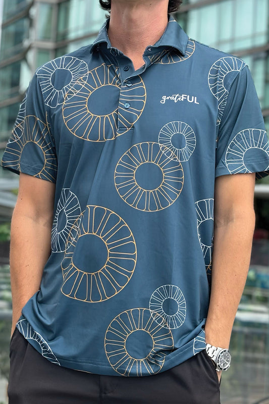 Men's Teal Pineapple Polo