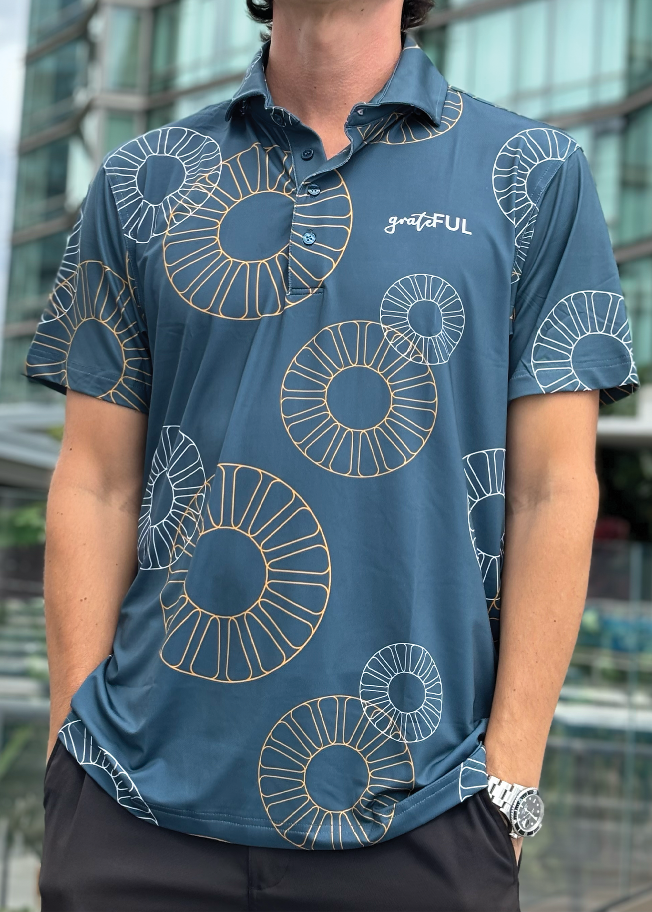 Men's Teal Pineapple Polo